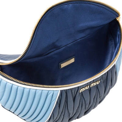 Miu Miu Baby Blue and Navy Nappa Leather Fanny Pack Pouch Handbag 5BL008