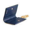 Miu Miu Baltico Navy Leather Credit Card Holder Madras Chain 5MC320