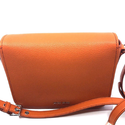 Miu Miu Bandoliera Orange Leather Cross Body Handbag w Silver Hardware 5BH638