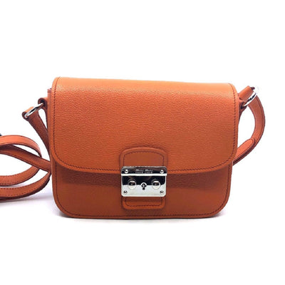 Miu Miu Bandoliera Orange Leather Cross Body Handbag w Silver Hardware 5BH638