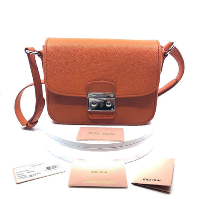 Miu Miu Bandoliera Orange Leather Cross Body Handbag w Silver Hardware 5BH638