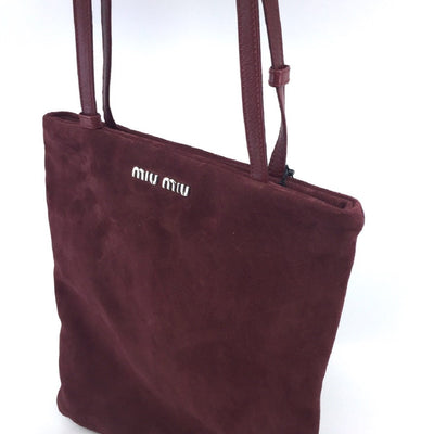 Miu Miu Camoscio Maroon Suede Shoulder Hand Shopping Bag 5BG011