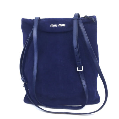 Miu Miu Camoscio Navy Suede Shoulder Hand Shopping Bag 5BG011