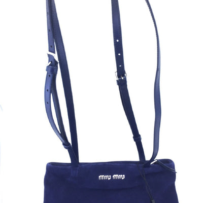 Miu Miu Camoscio Navy Suede Shoulder Hand Shopping Bag 5BG011