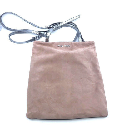 Miu Miu Camoscio Pink and Gray Suede Shoulder Hand Shopping Bag 5BG011