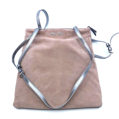 Miu Miu Camoscio Pink and Gray Suede Shoulder Hand Shopping Bag 5BG011