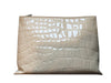 Miu Miu Classic Women's Beige Patent Leather Alligator Large Clutch Bag 5BF029