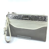 Miu Miu Contenitori Piatto Maniglia Gray and White Glittered Pouch Clutch Wristlet 5NH002