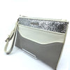 Miu Miu Contenitori Piatto Maniglia Gray and White Glittered Pouch Clutch Wristlet 5NH002