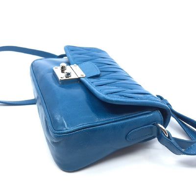 Miu Miu Laguna Blue Matelasse Lux Leather Crossbody Bandoliera Handbag 5BH088