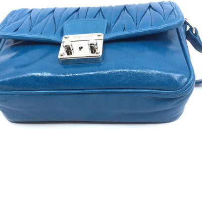 Miu Miu Laguna Blue Matelasse Lux Leather Crossbody Bandoliera Handbag 5BH088