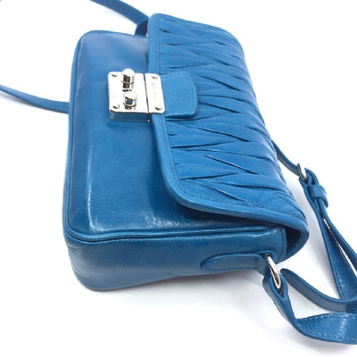 Miu Miu Laguna Blue Matelasse Lux Leather Crossbody Bandoliera Handbag 5BH088