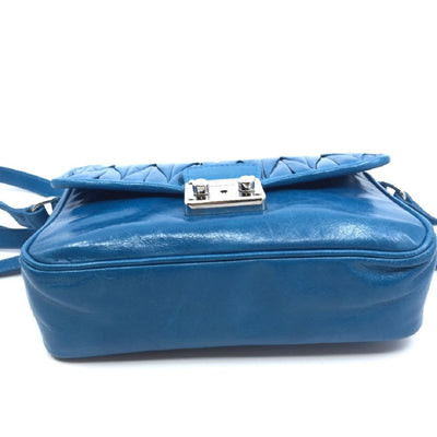 Miu Miu Laguna Blue Matelasse Lux Leather Crossbody Bandoliera Handbag 5BH088