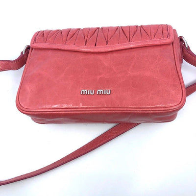 Miu Miu Laguna Pink Matelasse Lux Leather Crossbody Bandoliera Handbag 5BH088