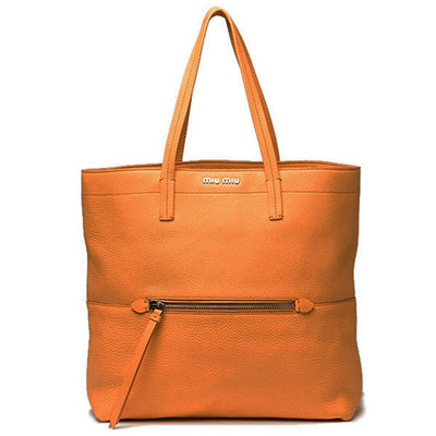 Miu Miu Orange Lambskin Leather Vitello Daino Shopping Tote RR1934