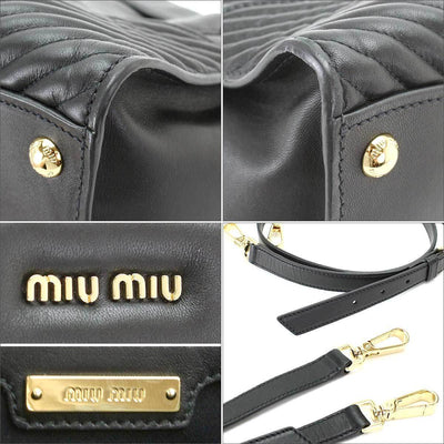 Miu Miu Prada Black Nappa Biker Top Handle Handbag Black Leather Satchel 5BG084