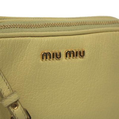 Miu Miu Prada Classic Women's Light Yellow Leather Wristlet Bag 5ARH02