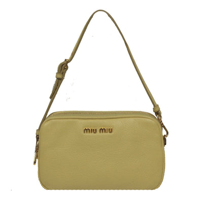 Miu Miu Prada Classic Women's Light Yellow Leather Wristlet Bag 5ARH02