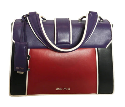 Miu Miu Prada Iconic Lock Craquele Women's Purple Red Black Handbag 5BA133