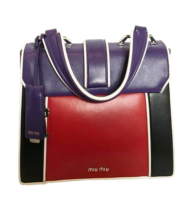 Miu Miu Prada Iconic Lock Craquele Women's Purple Red Black Handbag 5BA133