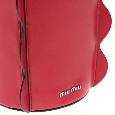 Miu Miu Prada Women's Vitello Soft Red Bucket Leather Shoulder Handbag 5BE016