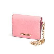 Miu Miu Rosa N Leather Credit Card Holder Madras Chain 5MC320