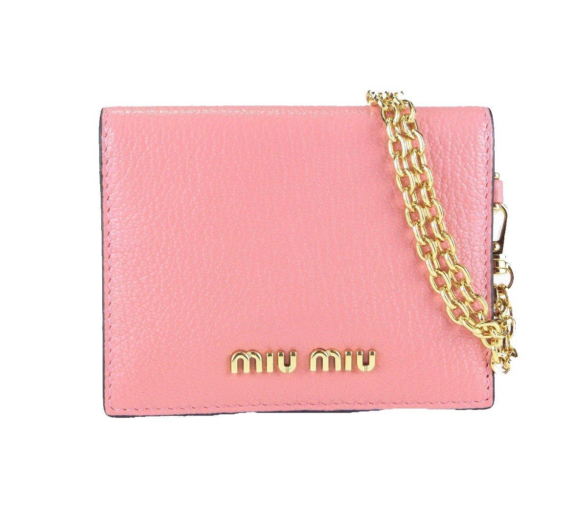 Miu Miu Rosa N Leather Credit Card Holder Madras Chain 5MC320