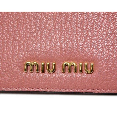 Miu Miu Rosa N Leather Credit Card Holder Madras Chain 5MC320