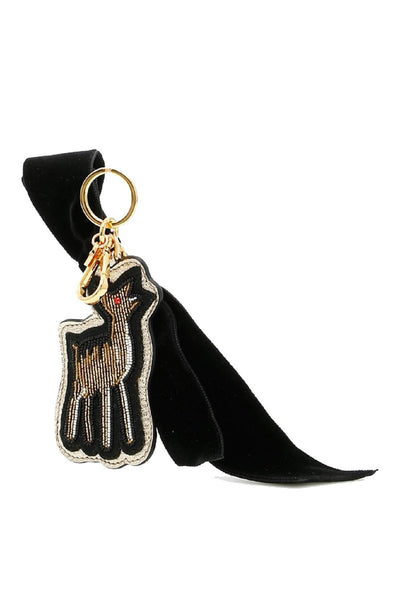 Miu Miu Trick in Pelle Trick Blason Beaded Deer Key Chain Charm Key Ring 5TL215