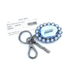 Miu Miu Trick Metallo Oval Crystal Blue Plex Charm Key Chain Key Ring 5TM092