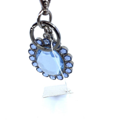 Miu Miu Trick Metallo Oval Crystal Blue Plex Charm Key Chain Key Ring 5TM092