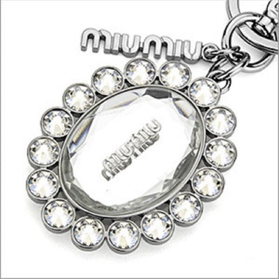 Miu Miu Trick Metallo Oval Crystal Clear Plex Charm Key Chain Key Ring 5TM092