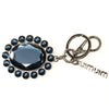 Miu Miu Trick Metallo Oval Crystal Dark Blue Plex Charm Key Chain Key Ring 5TM092