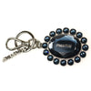 Miu Miu Trick Metallo Oval Crystal Dark Blue Plex Charm Key Chain Key Ring 5TM092