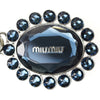 Miu Miu Trick Metallo Oval Crystal Dark Blue Plex Charm Key Chain Key Ring 5TM092