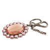 Miu Miu Trick Metallo Rosa Pink Oval Crystal Plex Charm Key Chain Key Ring 5TM092