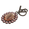 Miu Miu Trick Metallo Rosa Pink Oval Crystal Plex Charm Key Chain Key Ring 5TM092