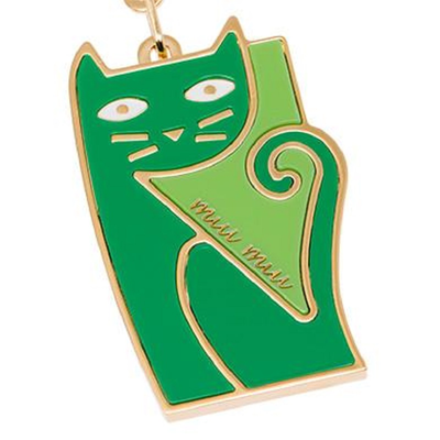 Miu Miu Trick Metallo Verde Green Cat Keychain Charm 5TM069