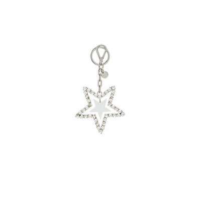 Miu Miu Trick Metallo White Pearl Crystal Star Key Chain Key Ring 5TM072