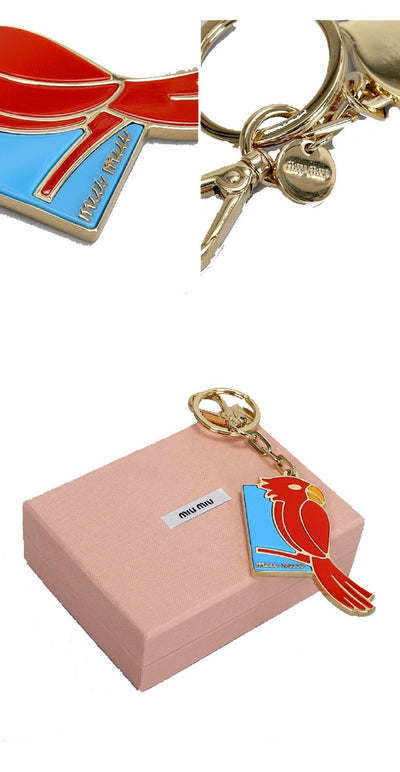 Miu Miu Unisex Cardinal Blue/Red/Gold Key Chain Key Ring Charm 5TM070