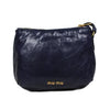 Miu Miu Vitello Lux Navy Blue Leather Bow Small Wristlet Bag 5N1681