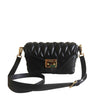 Miu Miu Women's Black Nappa Biker Pattina Leather Crossbody Handbag 5BD062