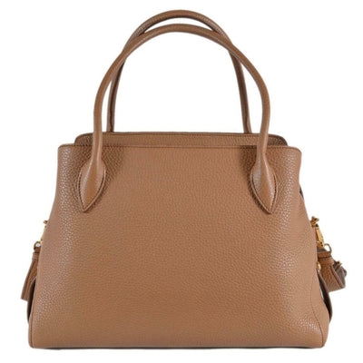 Prada 1BA127 Vitello Daino Leather Center Zip 2-Way Handbag Purse Bag Beige/Brown