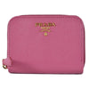 Prada 1MM268 2EZZ Fuxia Pink Saffiano Leather Zip Around Coin Purse Wallet