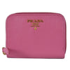 Prada 1MM268 2EZZ Fuxia Pink Saffiano Leather Zip Around Coin Purse Wallet