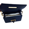 Prada Bandoliera Navy Blue Leather Handbag w Triangle Logo 1BH133