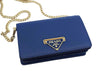 Prada Bandoliera Navy Blue Leather Handbag w Triangle Logo 1BH133