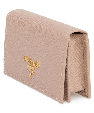 Prada Beige Saffiano Leather Credit Card Holder 1MC122