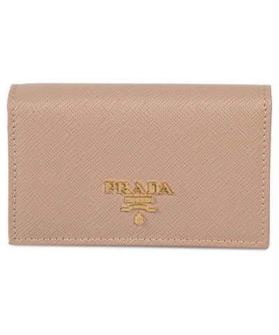 Prada Beige Saffiano Leather Credit Card Holder 1MC122