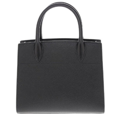 Prada Bibliotheque Tote Saffiano City Leather Black and White Handbag 1BA049